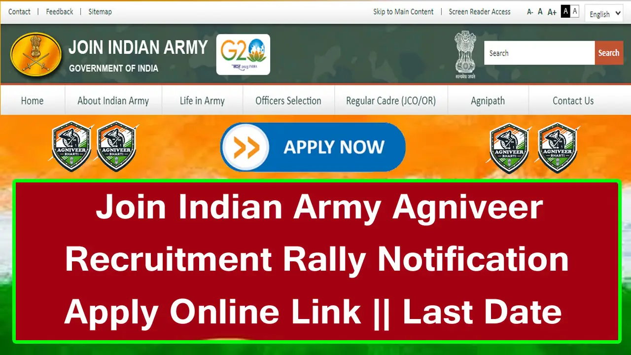 Join Indian Army Agniveer Recruitment Rally 2025 Notification PDF, Apply Online Last Date